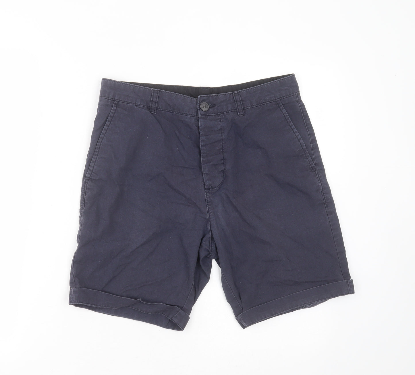 Divided by H&M Mens Blue  Cotton Bermuda Shorts Size 28 in L7 in Regular Zip