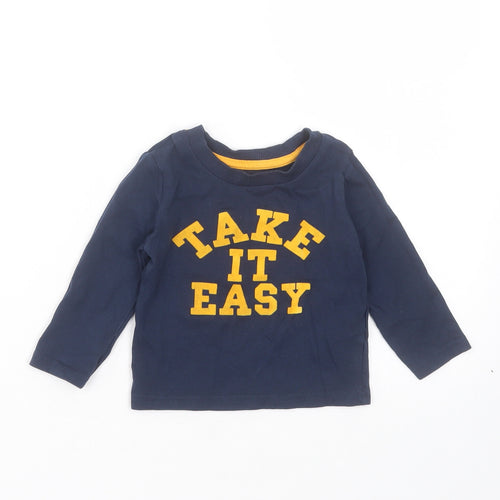 Mini Rebel Baby Blue  Cotton Basic T-Shirt Size 9-12 Months Round Neck  - Take it Easy