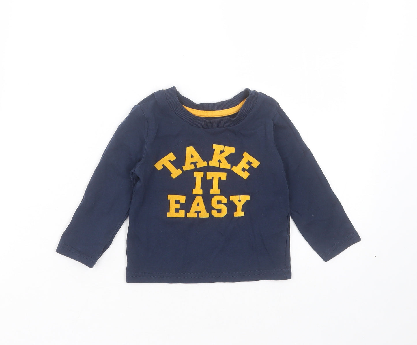 Mini Rebel Baby Blue  Cotton Basic T-Shirt Size 9-12 Months Round Neck  - Take it Easy