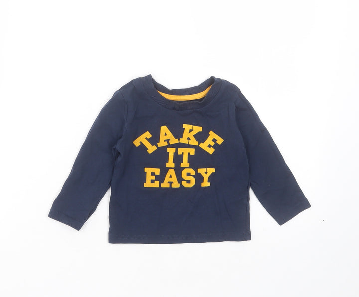 Mini Rebel Baby Blue  Cotton Basic T-Shirt Size 9-12 Months Round Neck  - Take it Easy