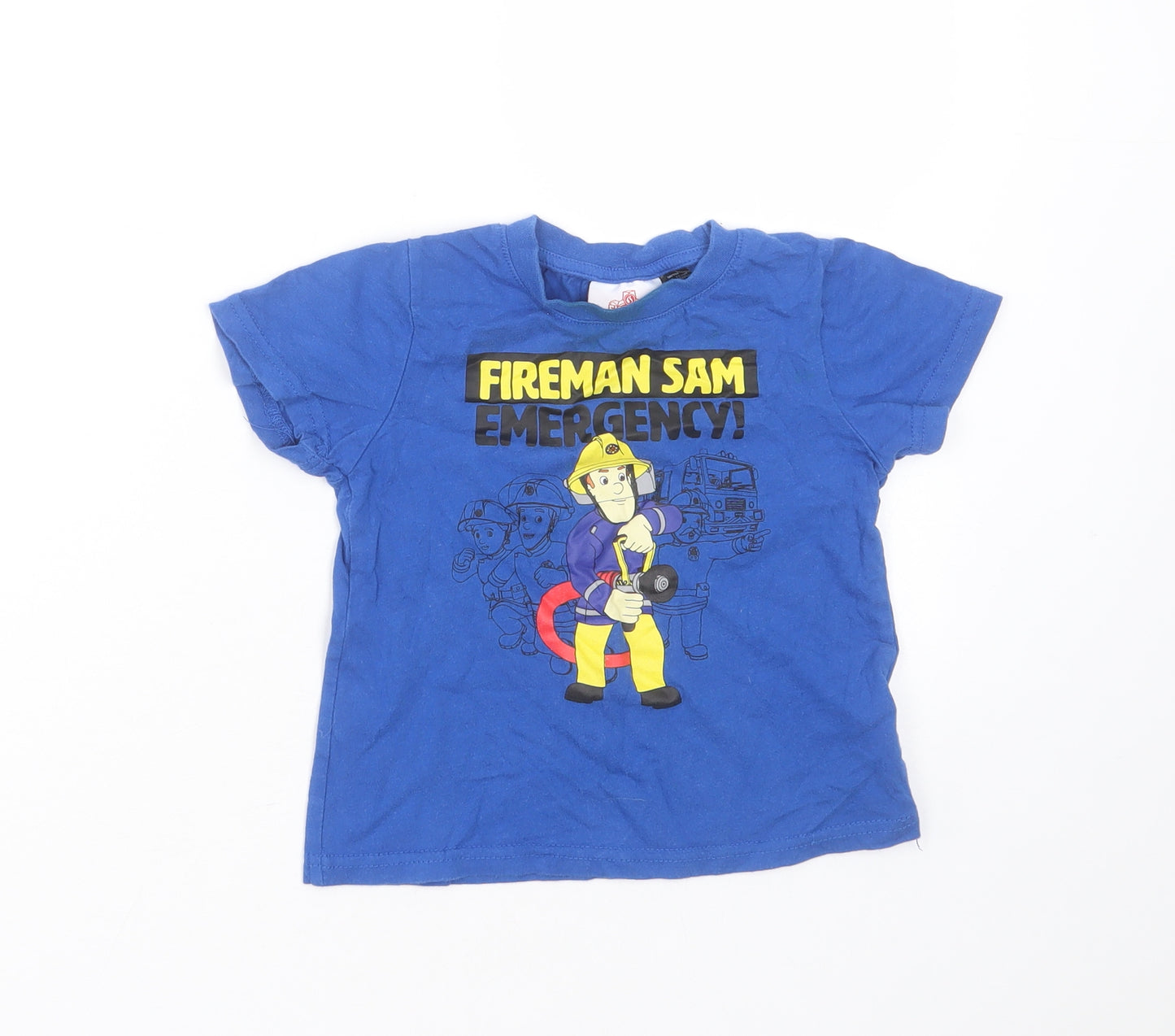 Fireman Sam Boys Blue  Cotton Basic T-Shirt Size 2-3 Years Round Neck  - fireman sam