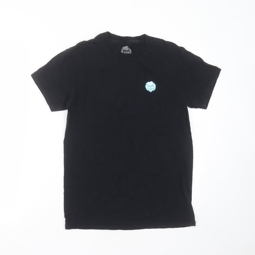 Preworn Mens Black  Cotton  T-Shirt Size S Round Neck  - face