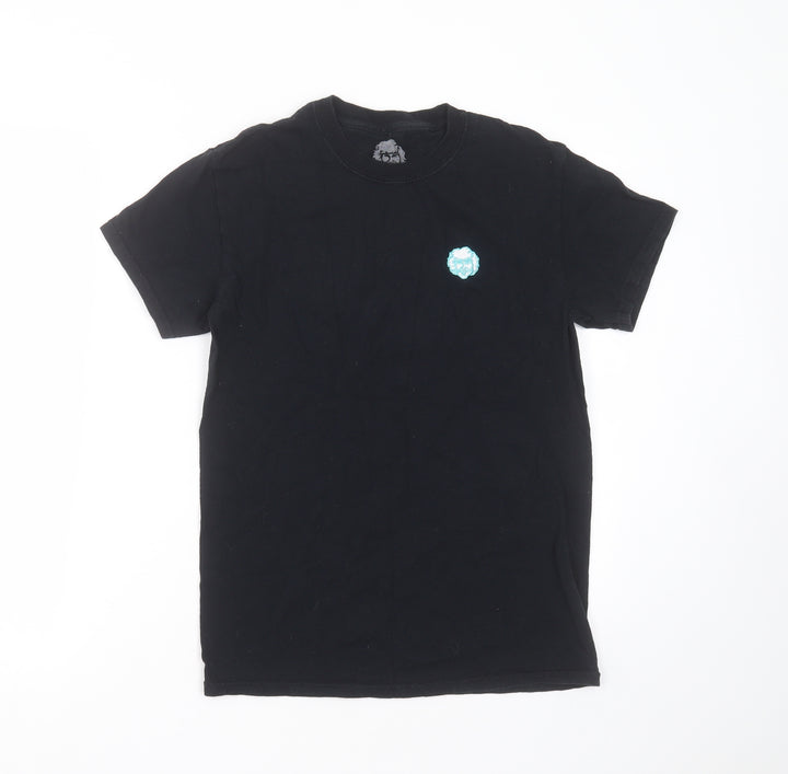 Preworn Mens Black Cotton T-Shirt Size S Round Neck - face