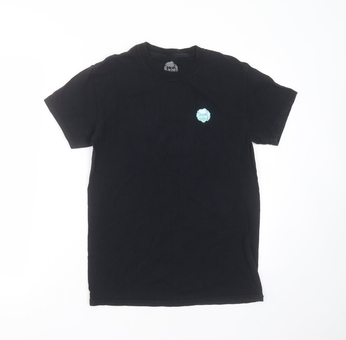Preworn Mens Black  Cotton  T-Shirt Size S Round Neck  - face