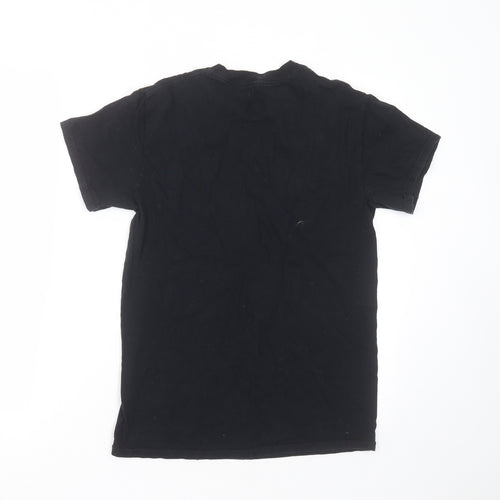 Preworn Mens Black  Cotton  T-Shirt Size S Round Neck  - face