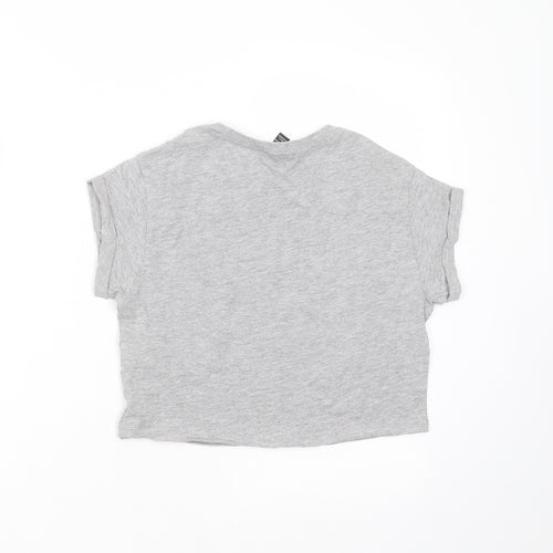 New Look Girls Grey  Cotton Cropped T-Shirt Size 10-11 Years Round Neck  - good vibes