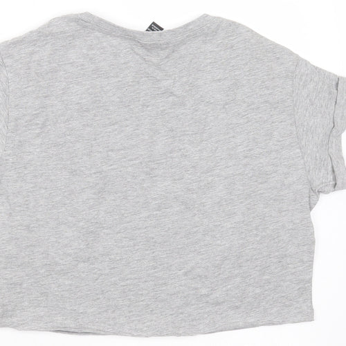 New Look Girls Grey  Cotton Cropped T-Shirt Size 10-11 Years Round Neck  - good vibes