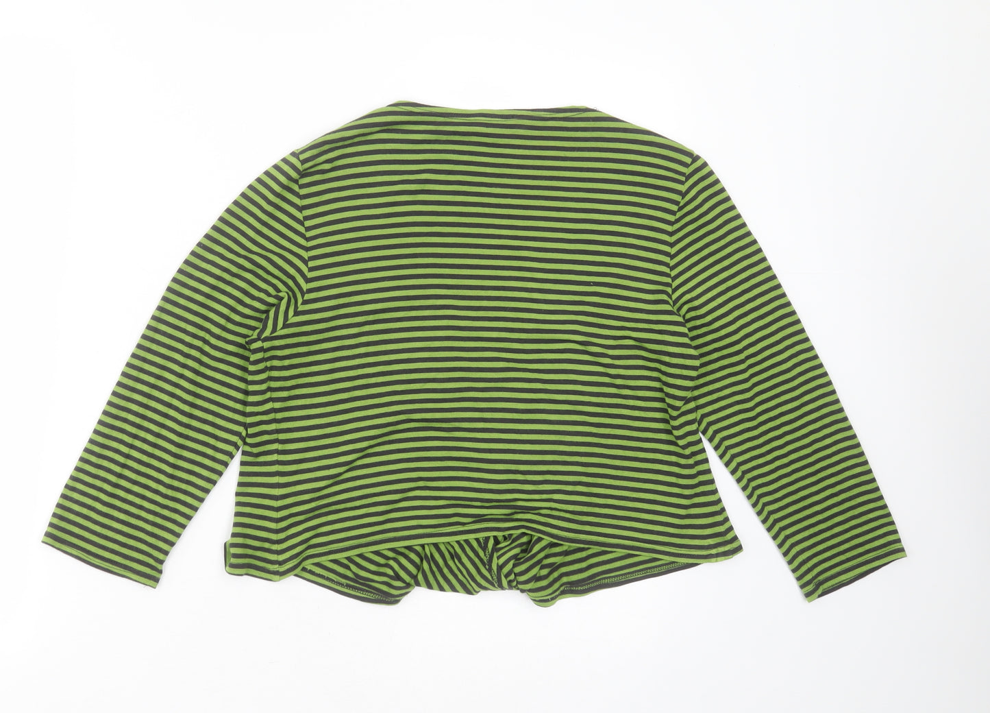 Phase Eight Womens Green V-Neck Striped Viscose Cardigan Jumper Size 14