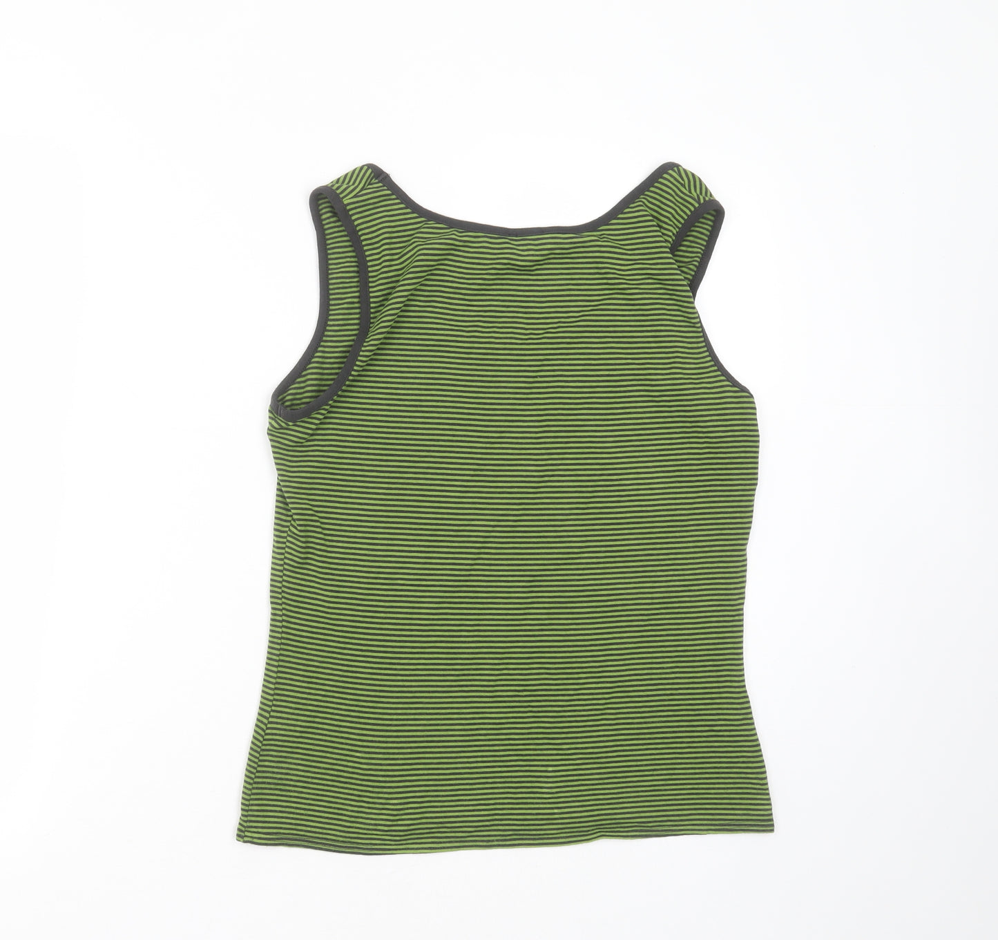 Phase Eight Womens Green Striped Viscose Basic Tank Size 14 Round Neck