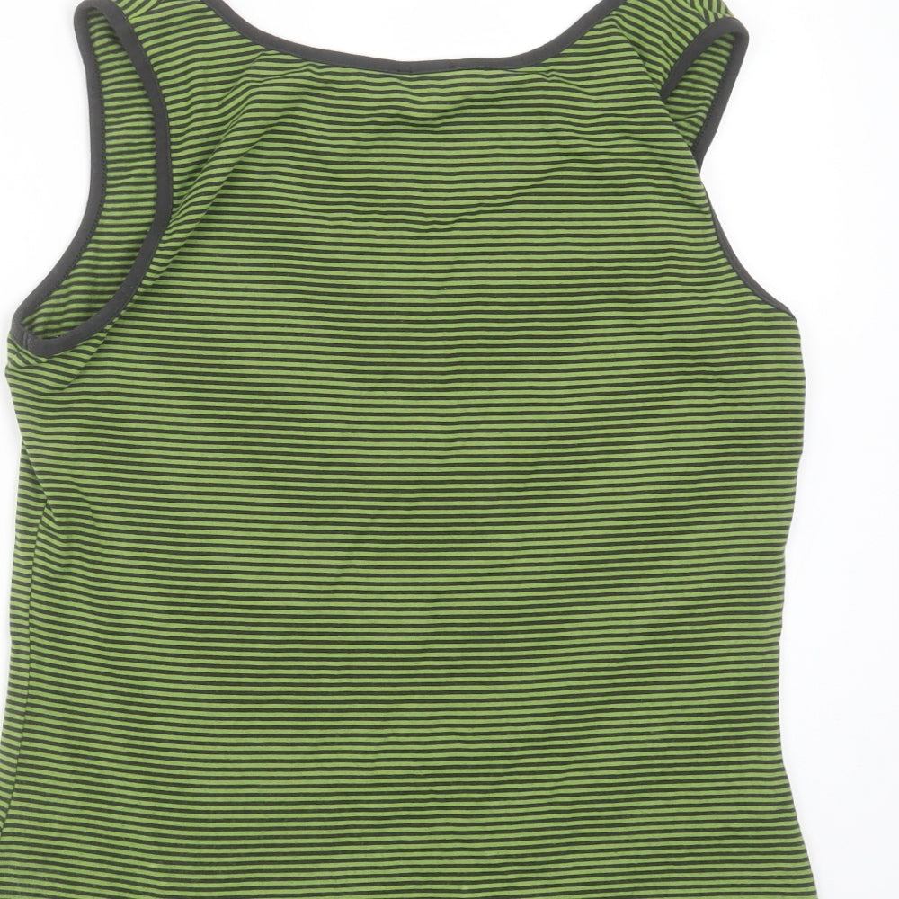 Phase Eight Womens Green Striped Viscose Basic Tank Size 14 Round Neck