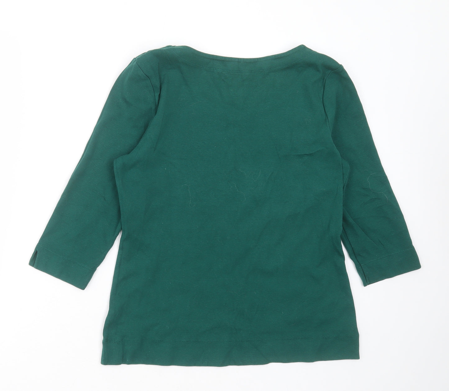 Monsoon Womens Green  Cotton Basic T-Shirt Size 16 Scoop Neck