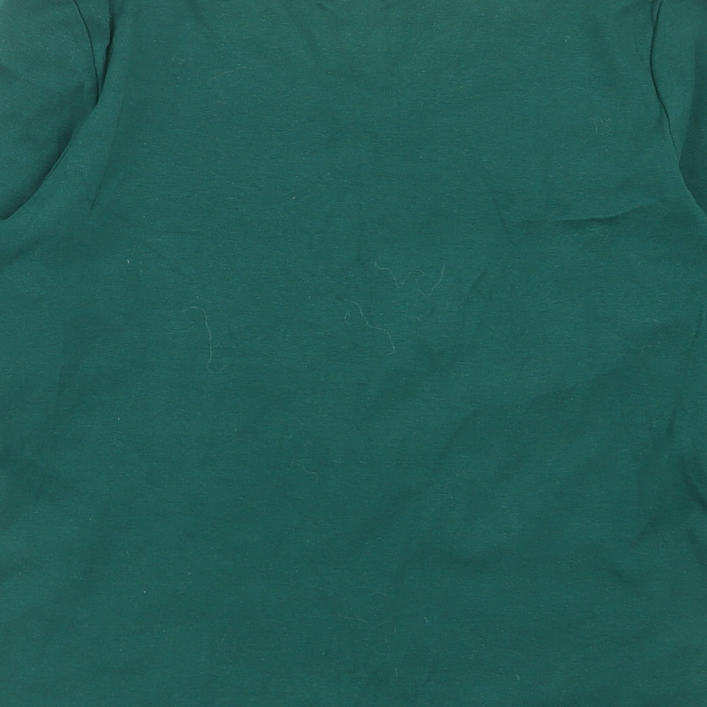 Monsoon Womens Green  Cotton Basic T-Shirt Size 16 Scoop Neck