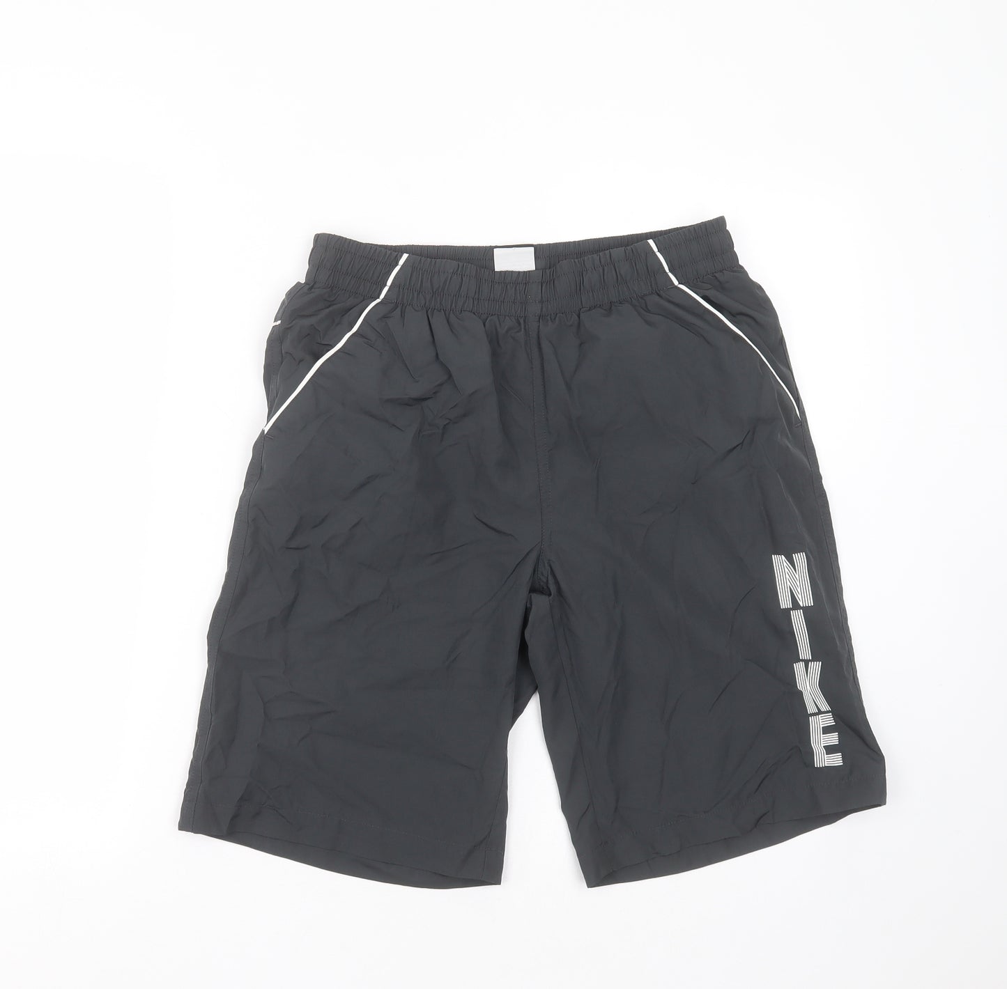 Nike Mens Grey  Polyester Bermuda Shorts Size S L10 in Regular Drawstring