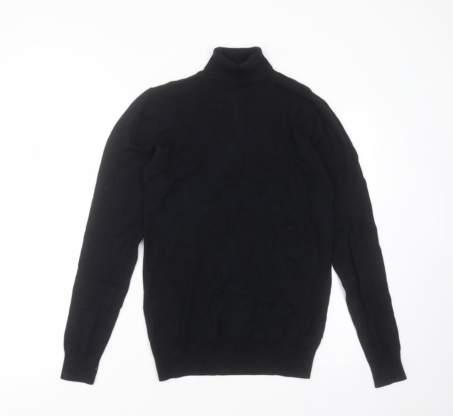 Peacocks Mens Black Roll Neck  Cotton Pullover Jumper Size S
