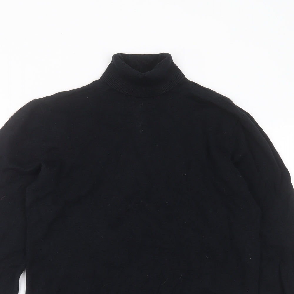 Peacocks Mens Black Roll Neck  Cotton Pullover Jumper Size S
