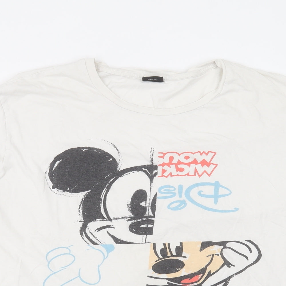 ASOS Mens White  Cotton  T-Shirt Size XL Round Neck  - mickey mouse