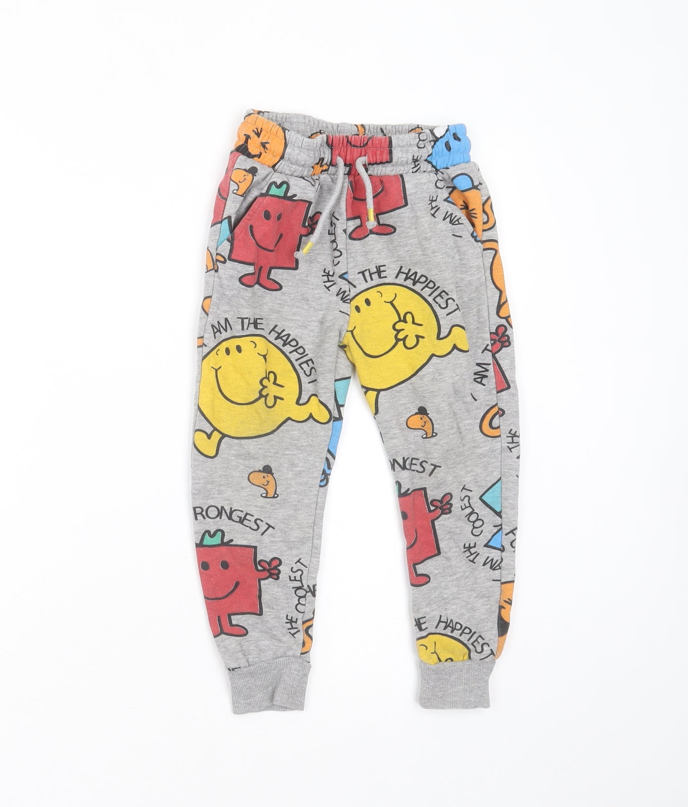 Mr. Men Boys Grey  Cotton Jogger Trousers Size 3-4 Years  Regular Drawstring - mr men