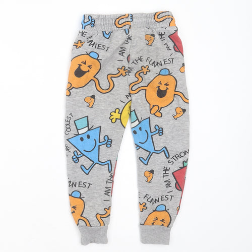 Mr. Men Boys Grey  Cotton Jogger Trousers Size 3-4 Years  Regular Drawstring - mr men