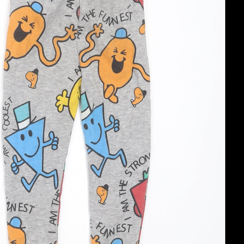 Mr. Men Boys Grey  Cotton Jogger Trousers Size 3-4 Years  Regular Drawstring - mr men
