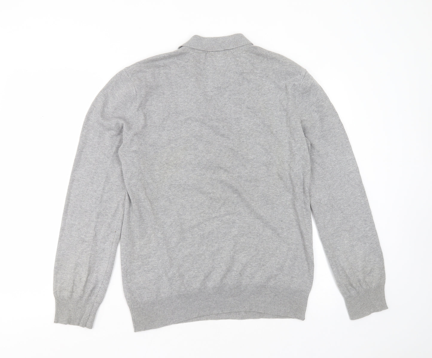 SCHOTT Mens Grey Collared  Polyester Pullover Jumper Size M