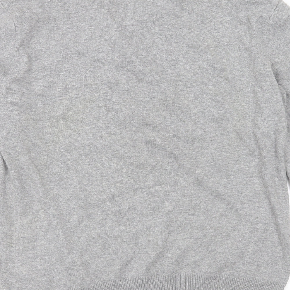 SCHOTT Mens Grey Collared  Polyester Pullover Jumper Size M