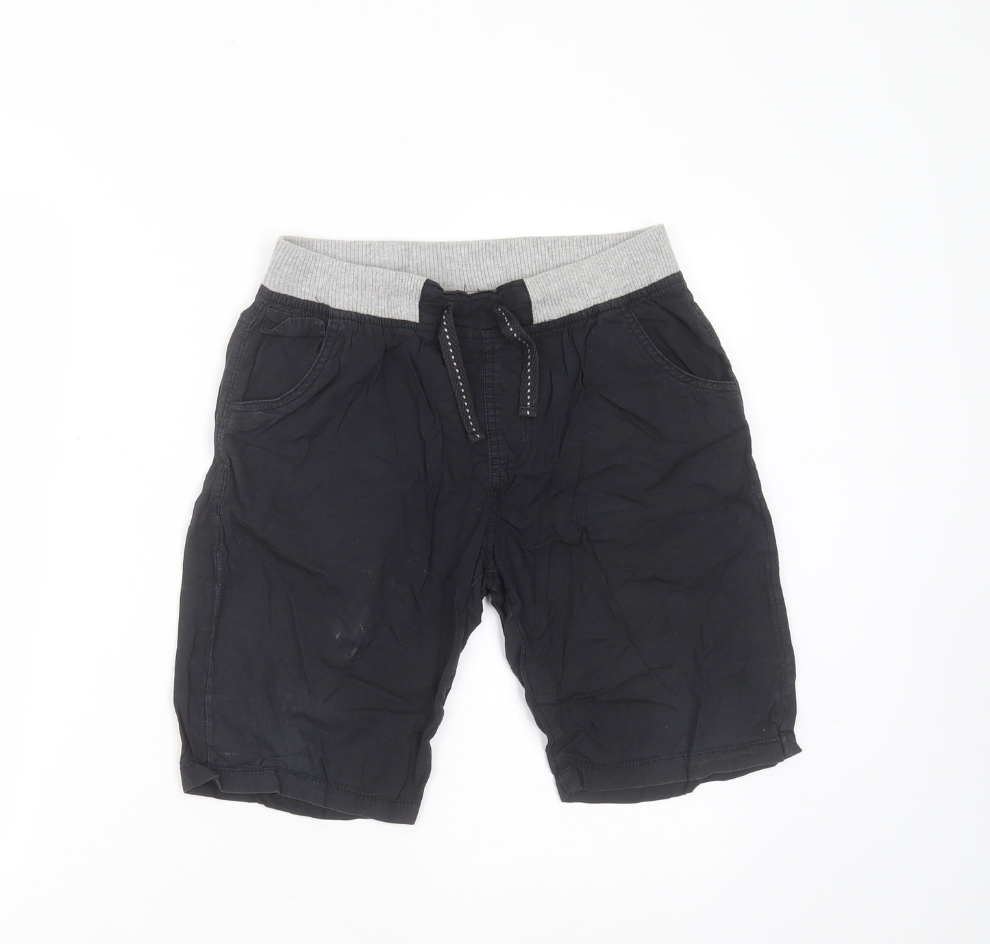 URBAN OUTLAWS Boys Black  Cotton Bermuda Shorts Size 14 Years  Regular Drawstring