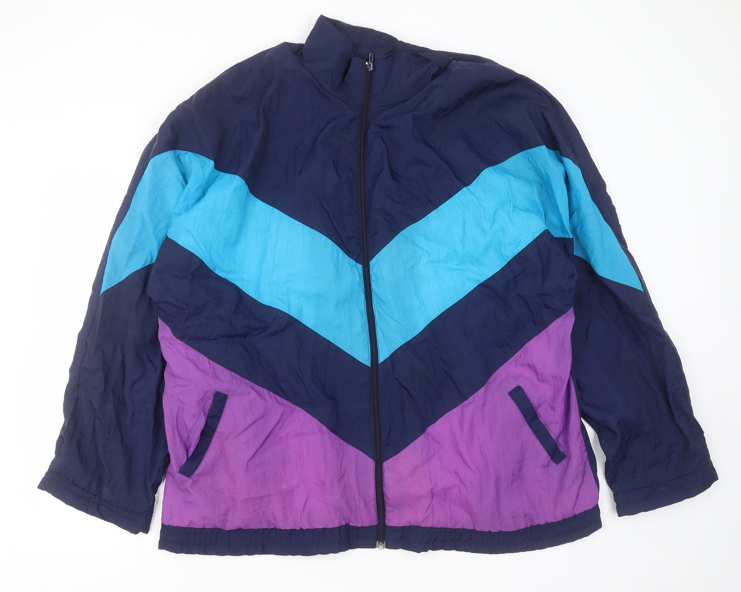 Preworn Mens Blue Geometric  Bomber Jacket Jacket Size XL  Zip
