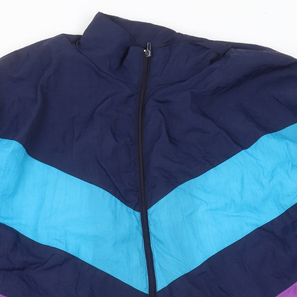Preworn Mens Blue Geometric  Bomber Jacket Jacket Size XL  Zip