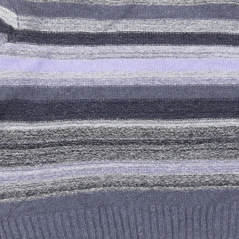 Primark Womens Blue Round Neck Striped Cotton Blend Pullover Jumper Size 14