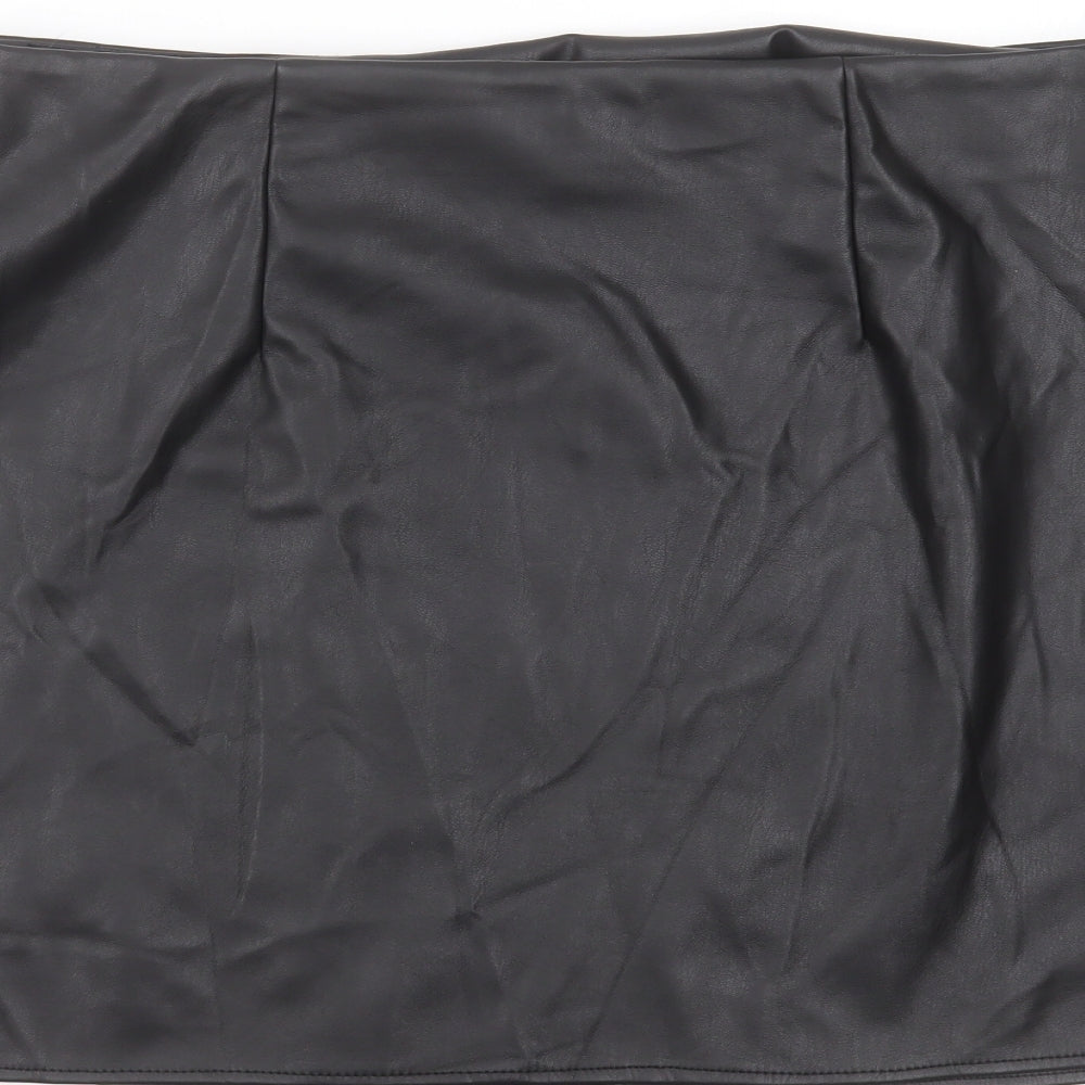 Primark Womens Black  Polyurethane Mini Skirt Size 16    - faux leather