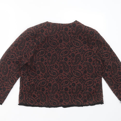 Marks and Spencer Womens Red Round Neck Floral Polyester Cardigan Jumper Size 14