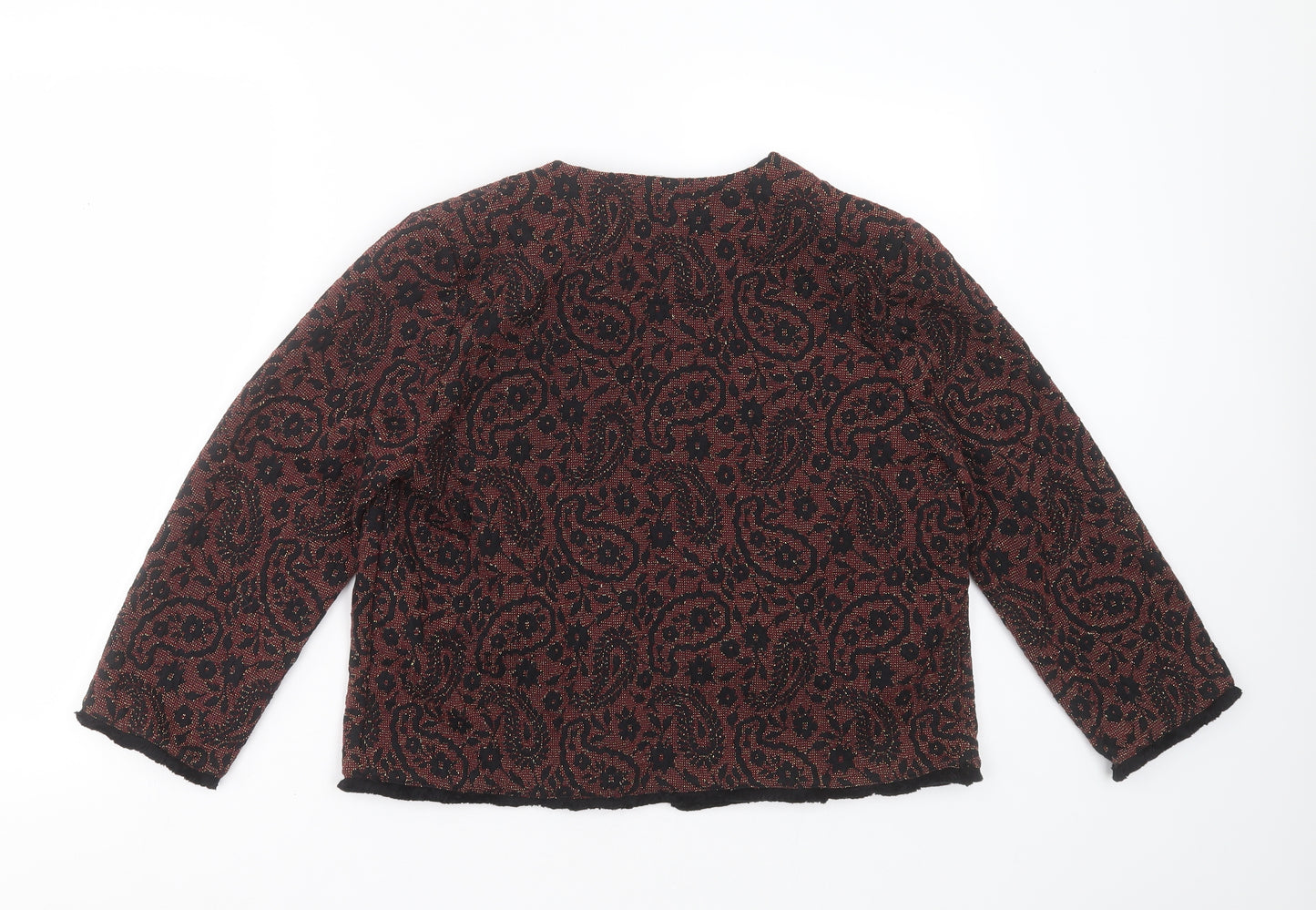 Marks and Spencer Womens Red Round Neck Floral Polyester Cardigan Jumper Size 14