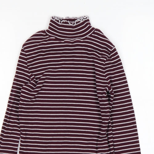 Select Womens Multicoloured Mock Neck Striped Cotton Pullover Jumper Size 6