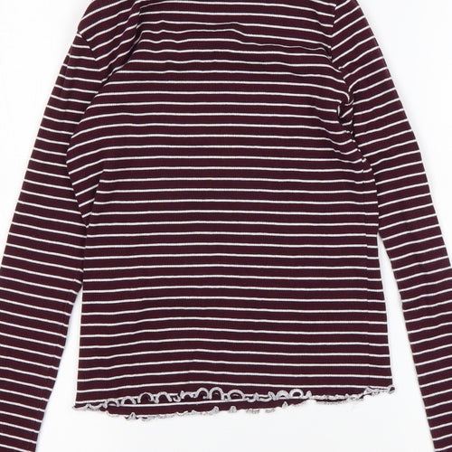Select Womens Multicoloured Mock Neck Striped Cotton Pullover Jumper Size 6