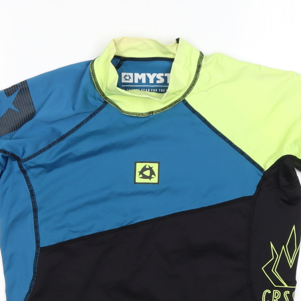 Mystic  Mens Multicoloured Colourblock Polyester Basic T-Shirt Size S Mock Neck