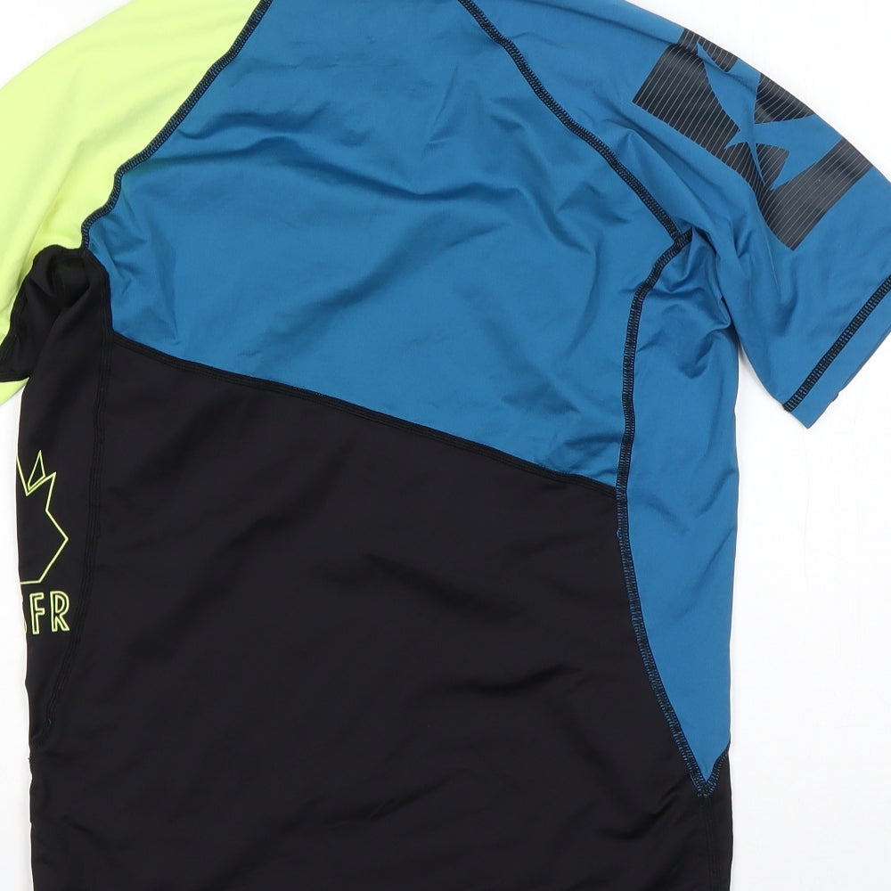 Mystic  Mens Multicoloured Colourblock Polyester Basic T-Shirt Size S Mock Neck