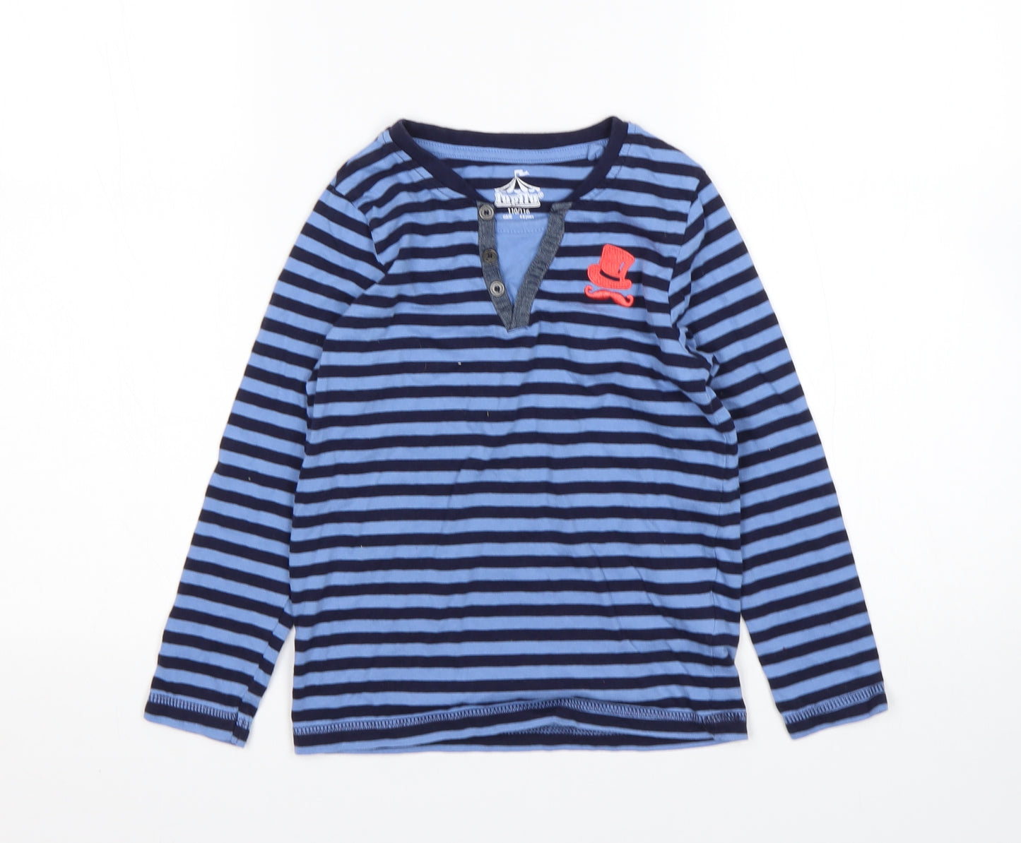 Lupilu Boys Blue Striped Cotton Basic T-Shirt Size 5 Years Round Neck