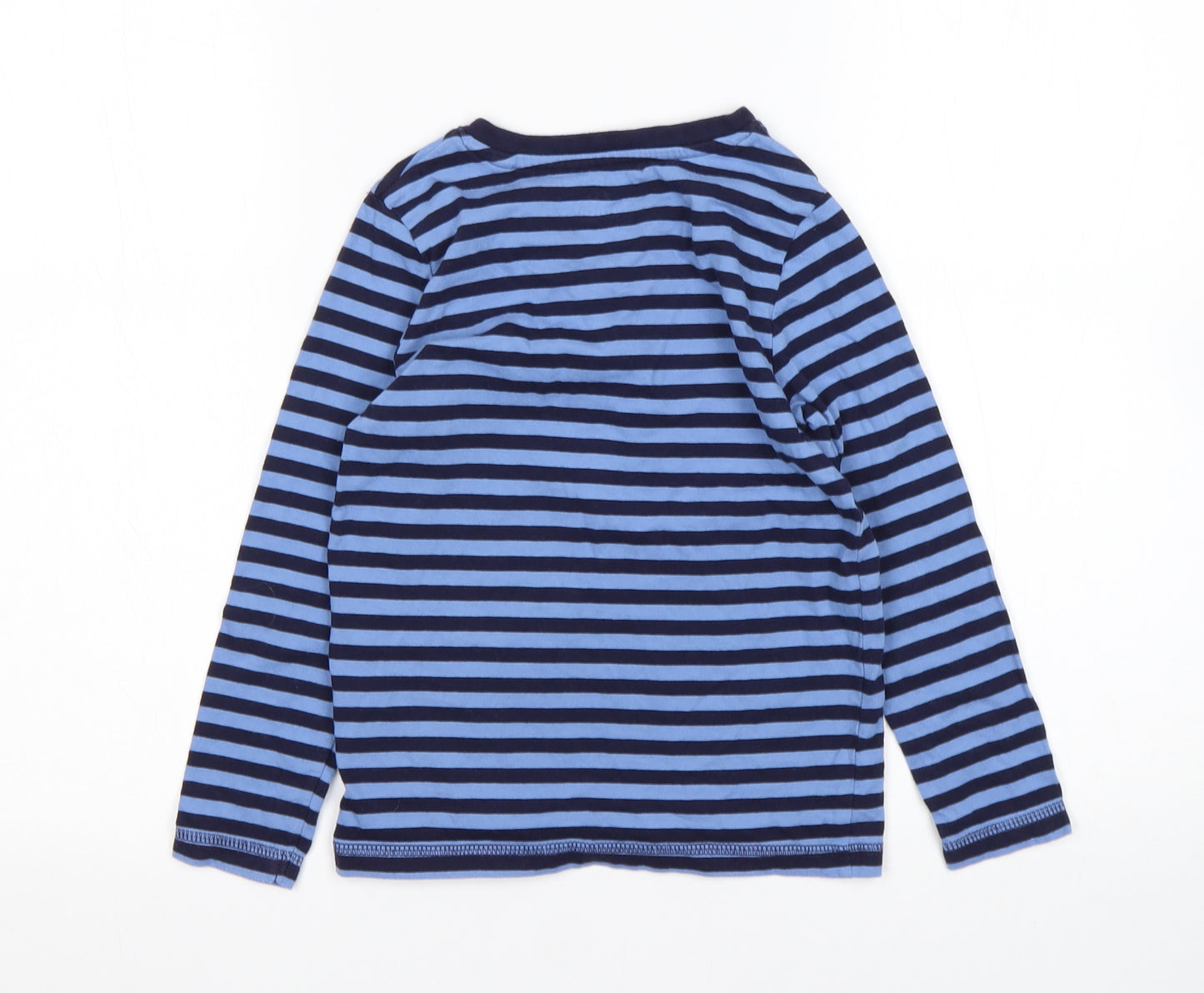 Lupilu Boys Blue Striped Cotton Basic T-Shirt Size 5 Years Round Neck