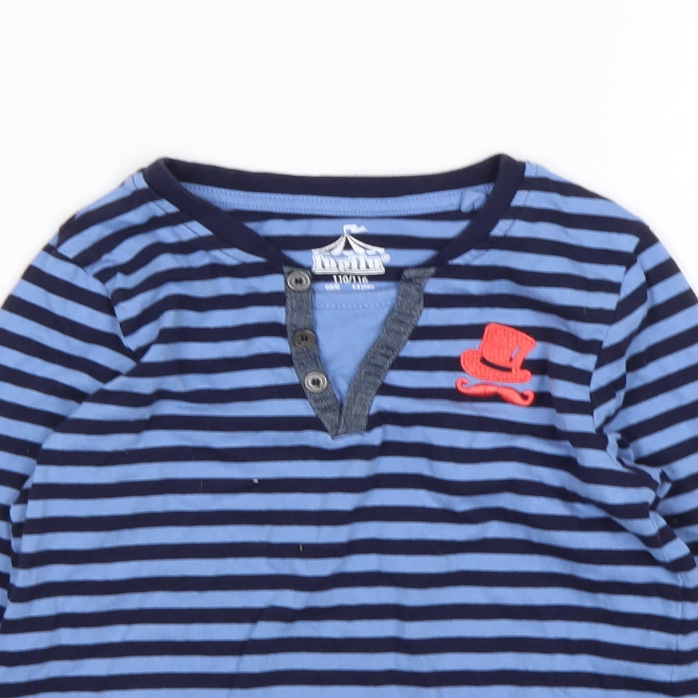 Lupilu Boys Blue Striped Cotton Basic T-Shirt Size 5 Years Round Neck