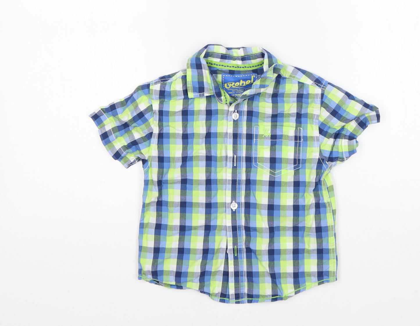Rebel  Boys Multicoloured Check Cotton Basic Button-Up Size 2-3 Years Collared