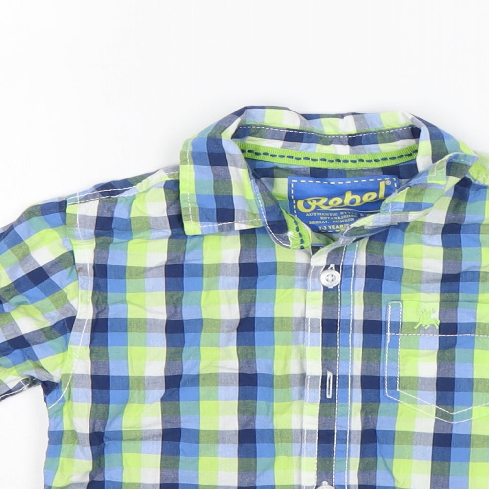 Rebel  Boys Multicoloured Check Cotton Basic Button-Up Size 2-3 Years Collared