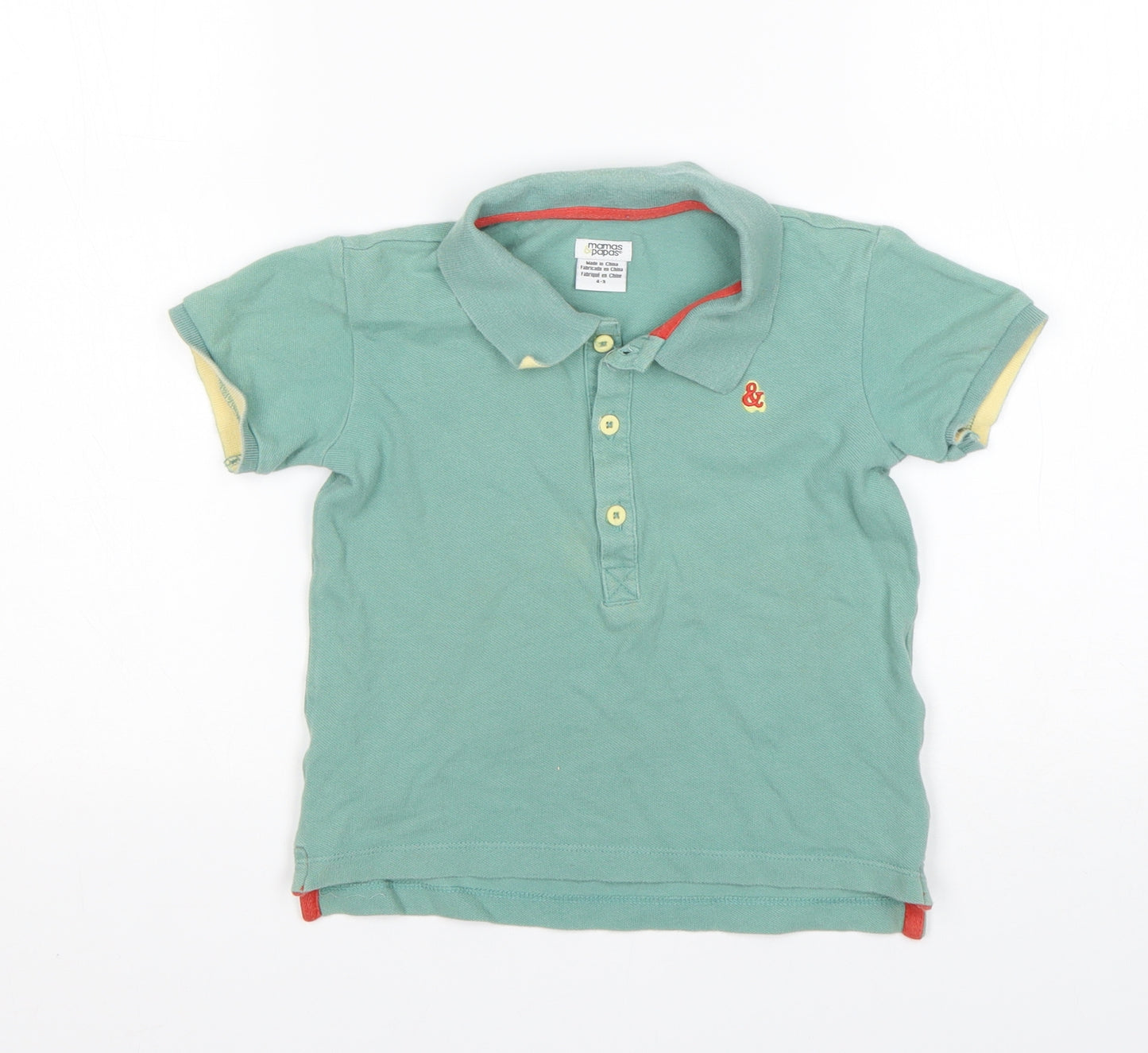 Mammas & Pappas Boys Green  Cotton Basic Polo Size 4-5 Years Collared