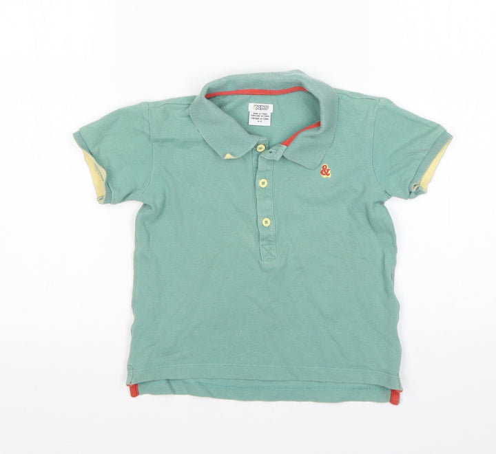 Mammas & Pappas Boys Green  Cotton Basic Polo Size 4-5 Years Collared