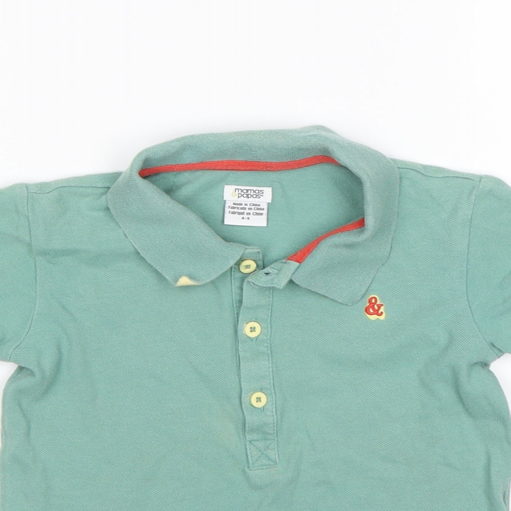 Mammas & Pappas Boys Green  Cotton Basic Polo Size 4-5 Years Collared