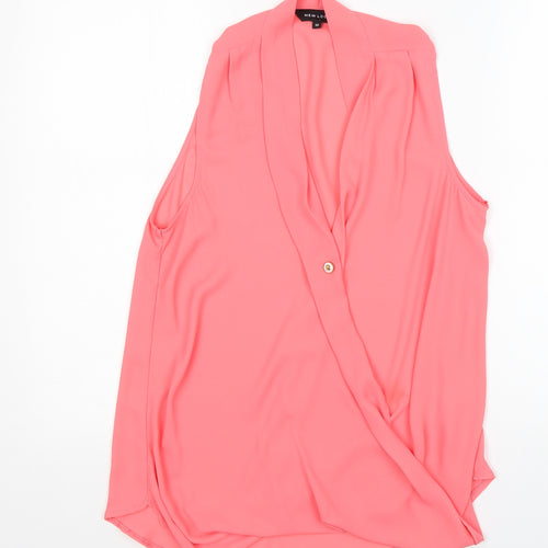New Look Womens Pink   Basic Blouse Size 12 V-Neck