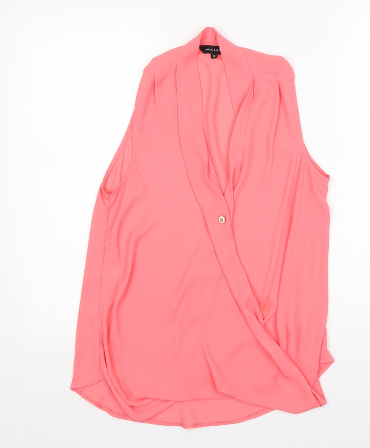New Look Womens Pink   Basic Blouse Size 12 V-Neck