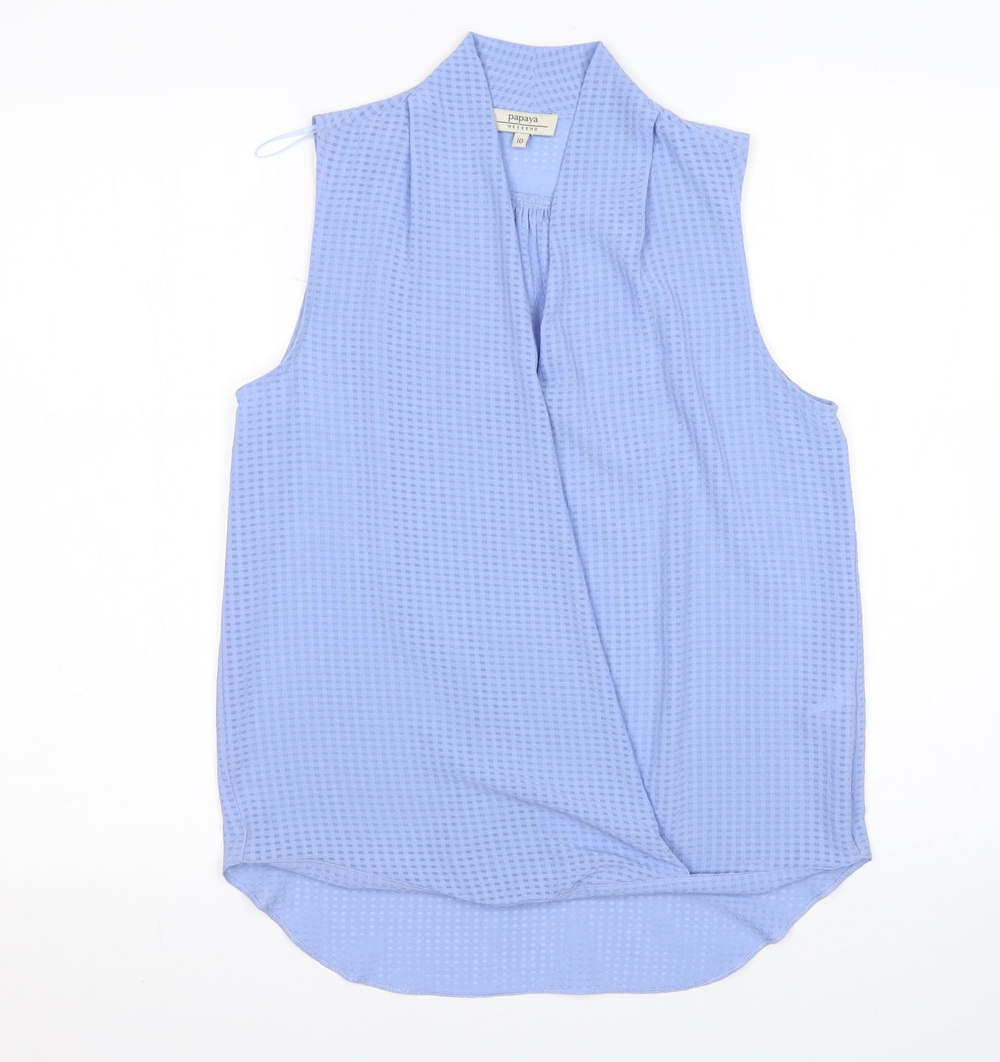 Papaya Womens Blue  Polyester Basic Blouse Size 10 V-Neck
