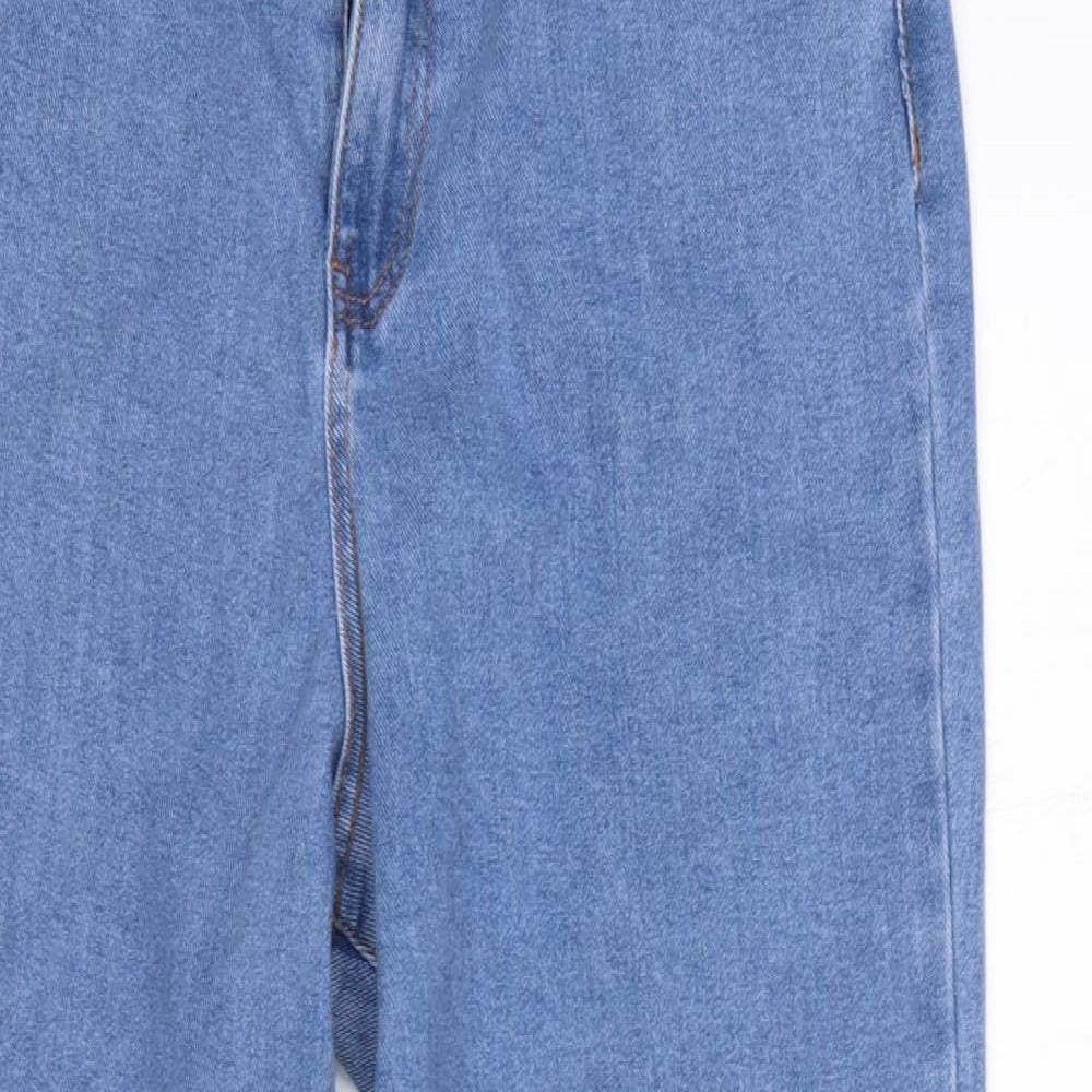 Missguided Womens Blue  Cotton Straight Jeans Size 14 L30 in Regular