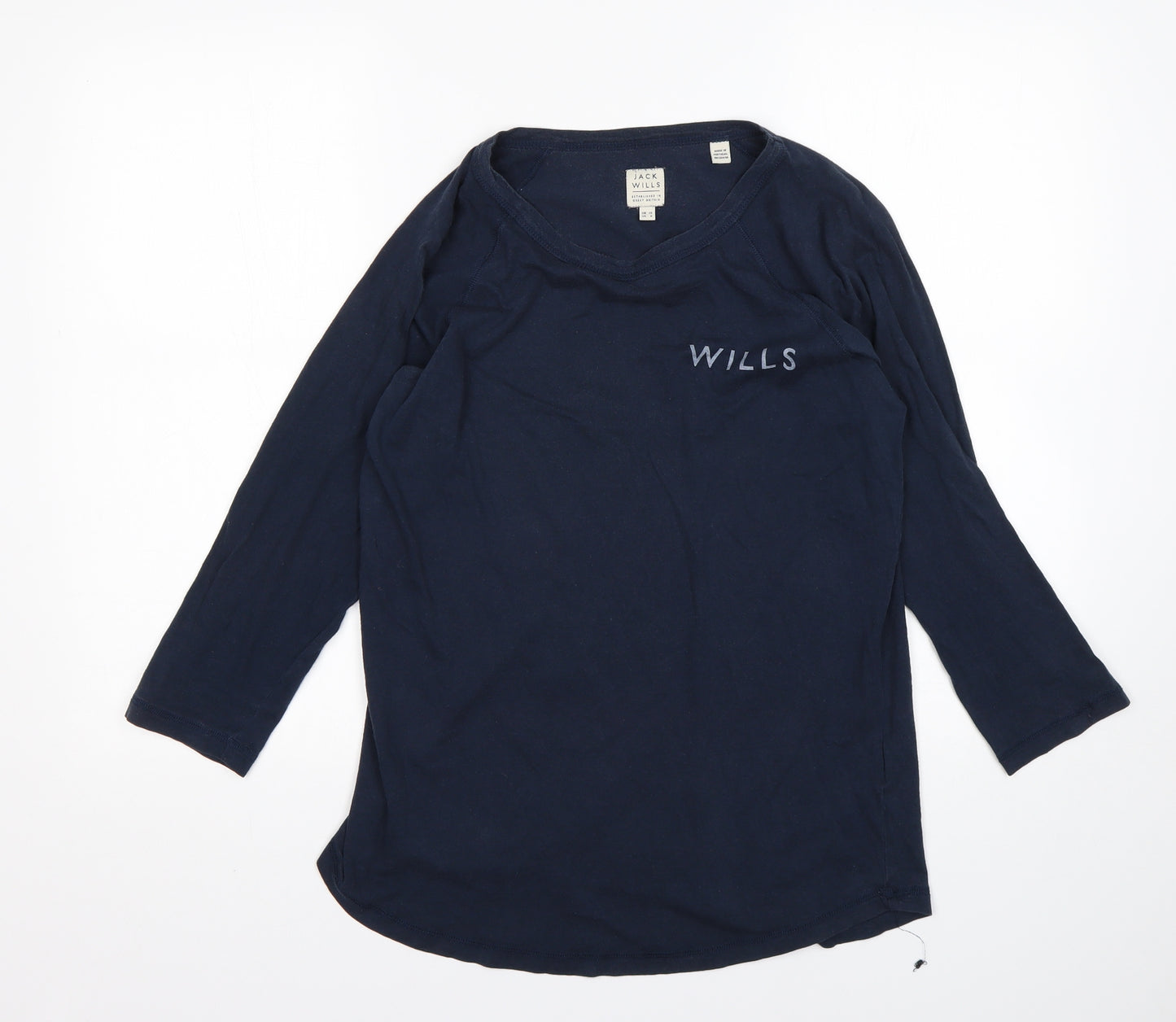 Jack Wills Womens Blue  Cotton Basic T-Shirt Size 10 Round Neck