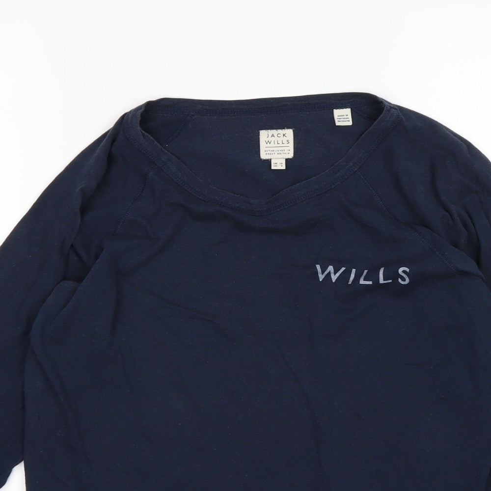 Jack Wills Womens Blue  Cotton Basic T-Shirt Size 10 Round Neck